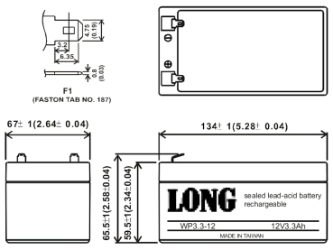 Akku kompatibel LC-R123R4PG 12V 3,3Ah AGM Blei Vlies Accu wartungsfrei Batterie